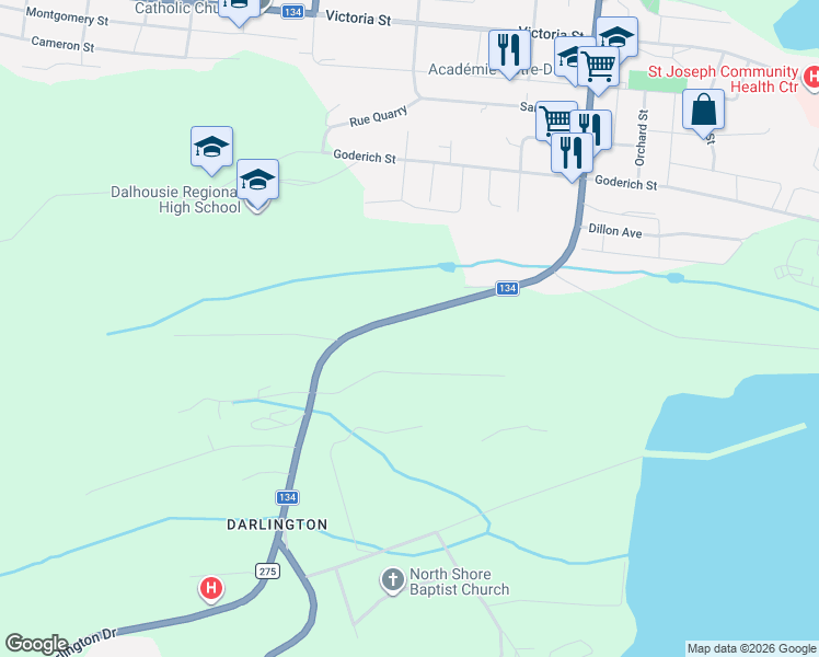 map of restaurants, bars, coffee shops, grocery stores, and more near 329 Renfrew Street in Dalhousie
