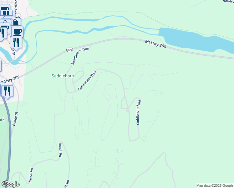 map of restaurants, bars, coffee shops, grocery stores, and more near Unnamed Road in Bigfork