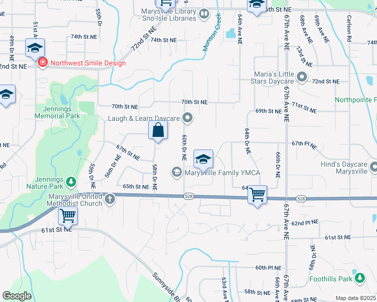 map of restaurants, bars, coffee shops, grocery stores, and more near in Marysville