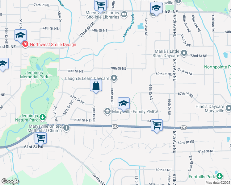 map of restaurants, bars, coffee shops, grocery stores, and more near in Marysville