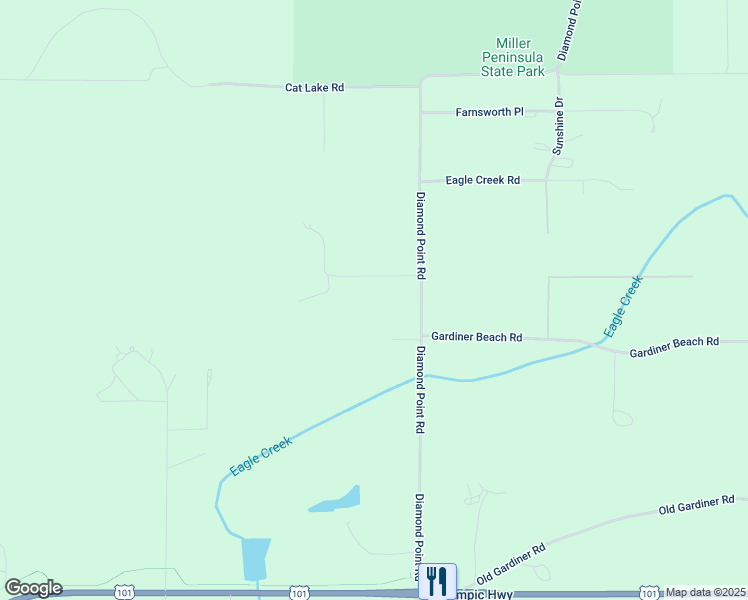 map of restaurants, bars, coffee shops, grocery stores, and more near 135 Kruzof Way in Sequim