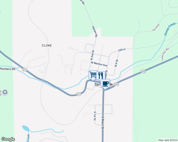 map of restaurants, bars, coffee shops, grocery stores, and more near 203 2nd Avenue in Springdale