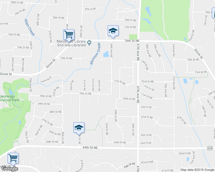 map of restaurants, bars, coffee shops, grocery stores, and more near 6331 70th Place Northeast in Marysville