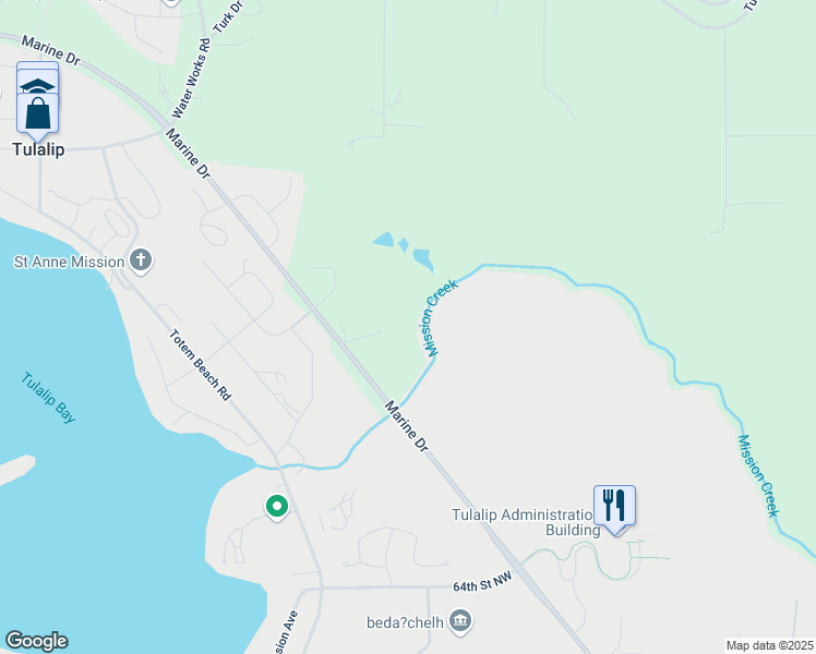 map of restaurants, bars, coffee shops, grocery stores, and more near 7019 Marine Drive in Tulalip Bay
