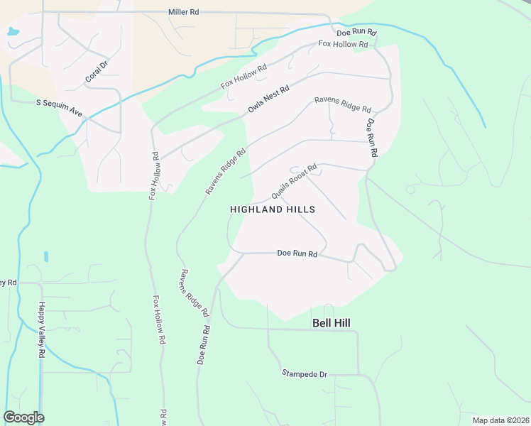 map of restaurants, bars, coffee shops, grocery stores, and more near 1332 Doe Run Road in Sequim