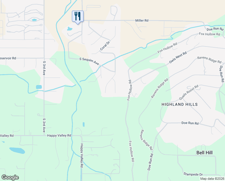map of restaurants, bars, coffee shops, grocery stores, and more near 111 Sapphire Place in Sequim