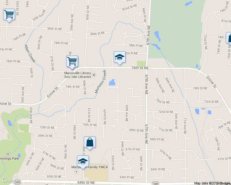 map of restaurants, bars, coffee shops, grocery stores, and more near 7310 64th Ave NE in Marysville