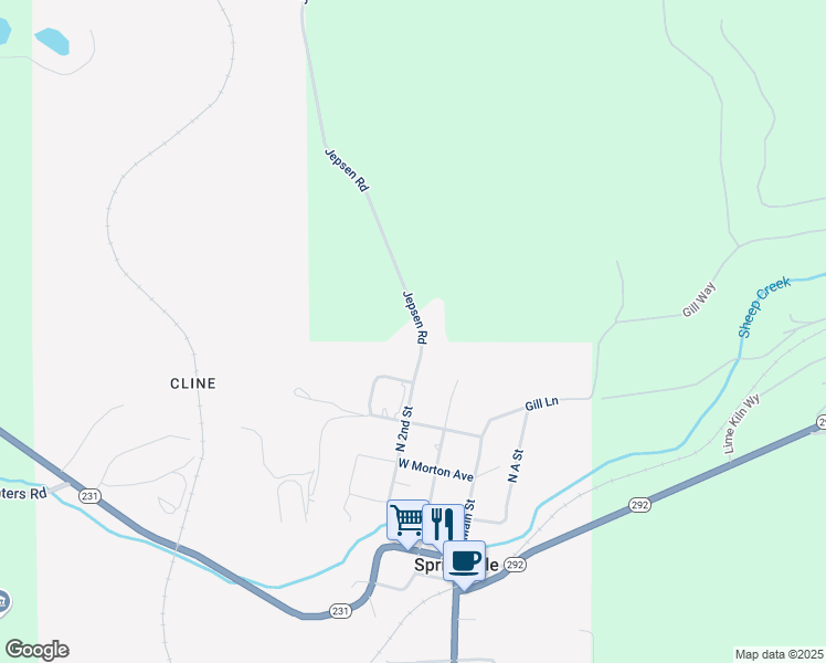 map of restaurants, bars, coffee shops, grocery stores, and more near 727 North 2nd Avenue in Springdale
