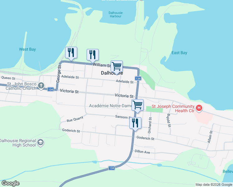 map of restaurants, bars, coffee shops, grocery stores, and more near in Dalhousie