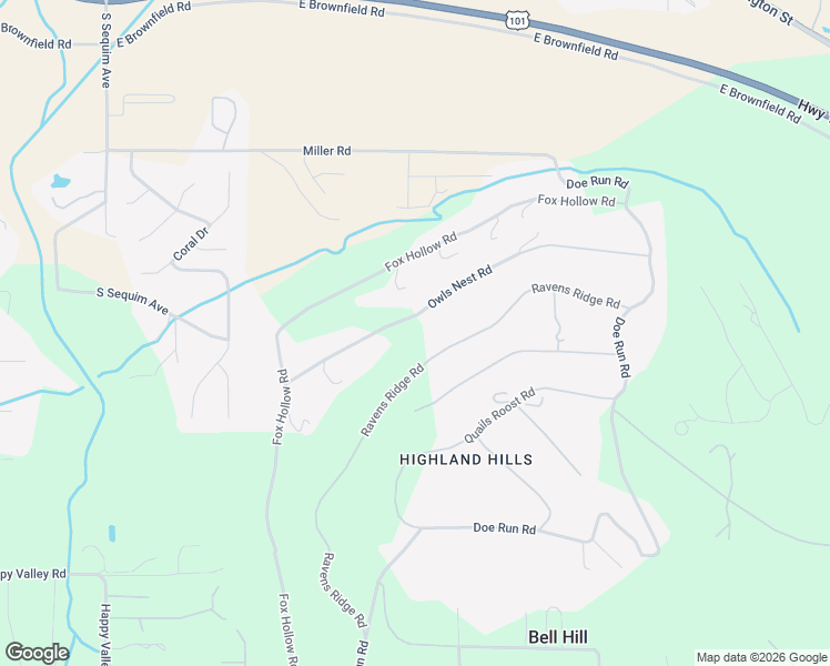 map of restaurants, bars, coffee shops, grocery stores, and more near 423 Owls Nest Road in Sequim
