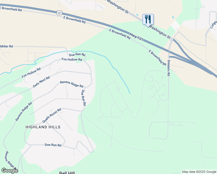 map of restaurants, bars, coffee shops, grocery stores, and more near Flying Cloud Street in Sequim