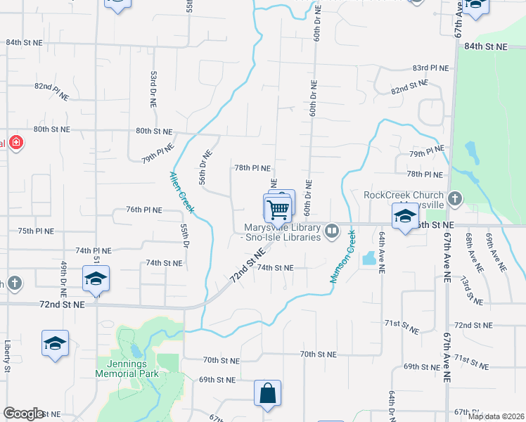 map of restaurants, bars, coffee shops, grocery stores, and more near 5819 75th Place Northeast in Marysville