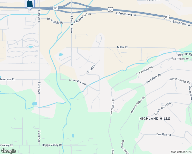 map of restaurants, bars, coffee shops, grocery stores, and more near 41 Amethyst Drive in Sequim