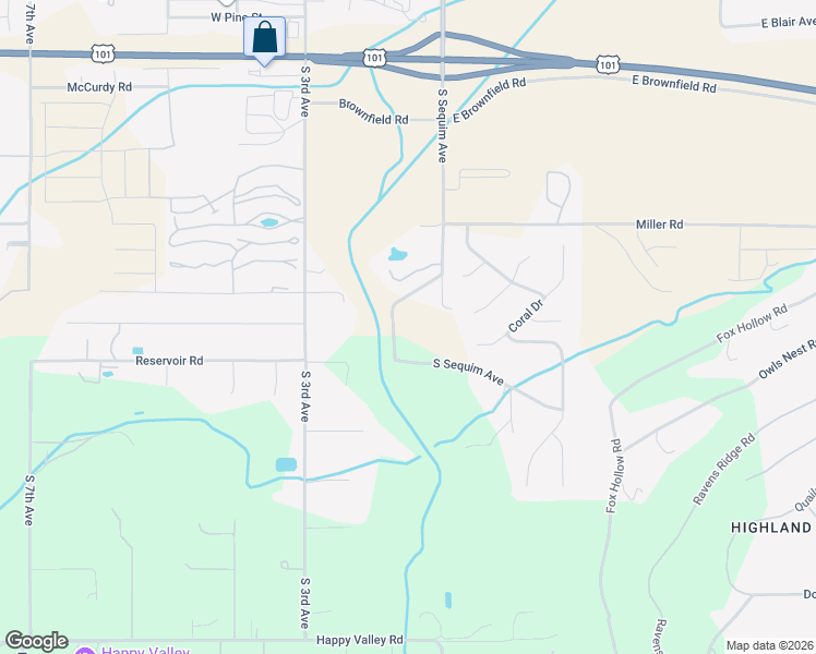 map of restaurants, bars, coffee shops, grocery stores, and more near 1408 South Sequim Avenue in Sequim