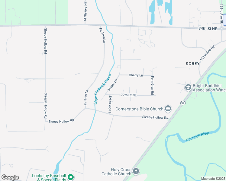 map of restaurants, bars, coffee shops, grocery stores, and more near 14921 77th Street Northeast in Lake Stevens