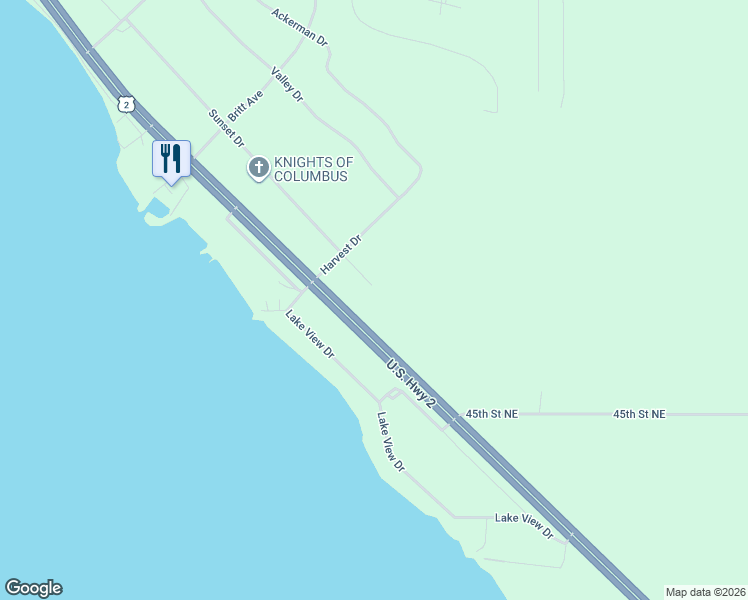 map of restaurants, bars, coffee shops, grocery stores, and more near 829 Sunset Drive in Devils Lake