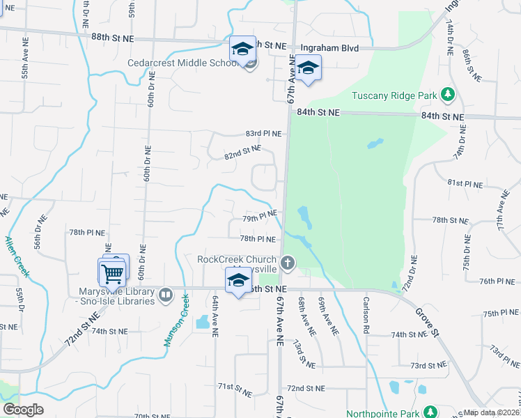 map of restaurants, bars, coffee shops, grocery stores, and more near 6603 79th Place Northeast in Marysville