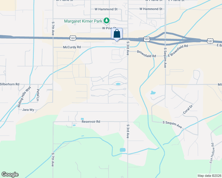 map of restaurants, bars, coffee shops, grocery stores, and more near 1301 South 3rd Avenue in Sequim