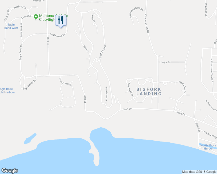 map of restaurants, bars, coffee shops, grocery stores, and more near 27 Ponderosa Ln in Bigfork