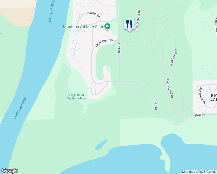 map of restaurants, bars, coffee shops, grocery stores, and more near 43 Bay Harbor Dr in Bigfork