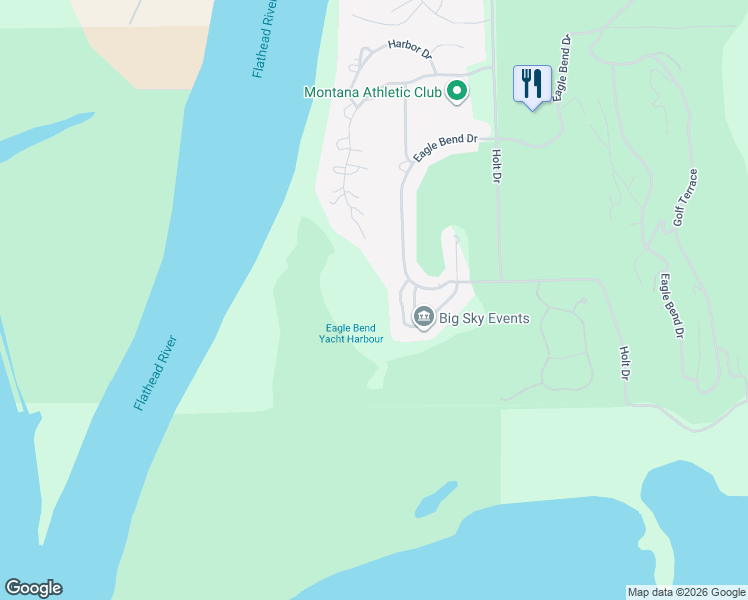 map of restaurants, bars, coffee shops, grocery stores, and more near 107 Bay Harbor Dr in Bigfork