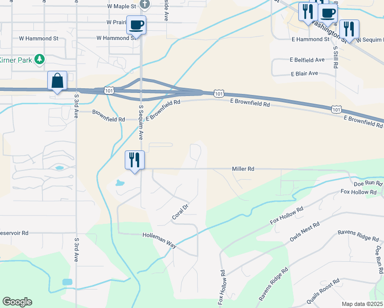 map of restaurants, bars, coffee shops, grocery stores, and more near 40 Craftsman Court in Sequim