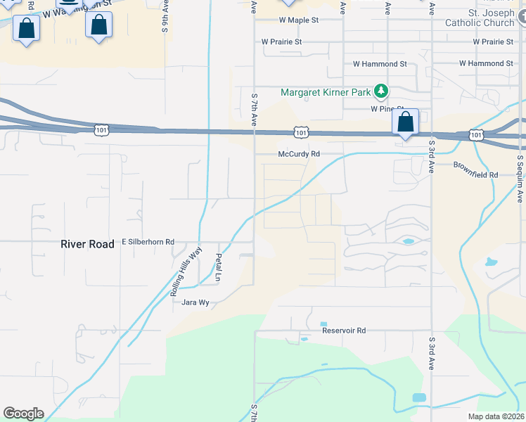 map of restaurants, bars, coffee shops, grocery stores, and more near 1061 South 7th Avenue in Sequim