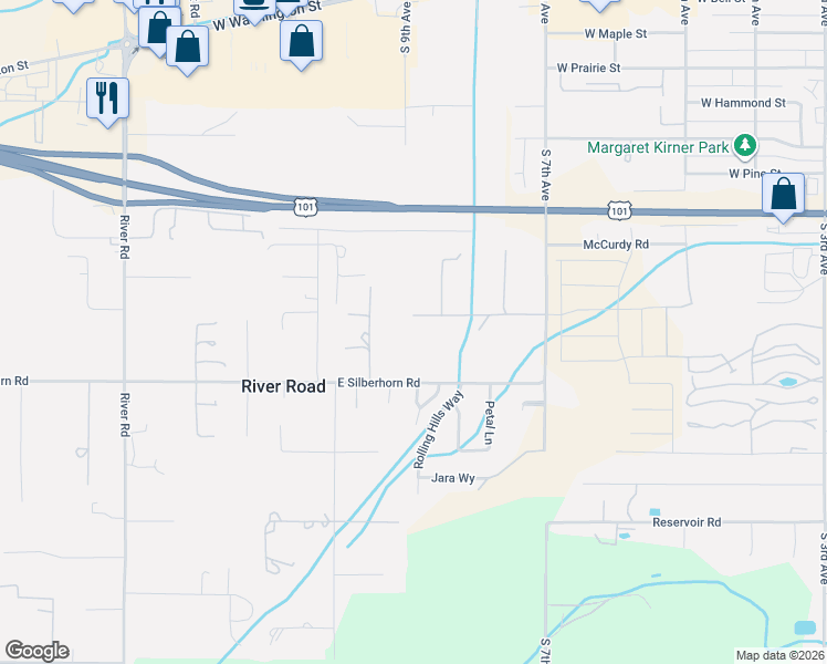 map of restaurants, bars, coffee shops, grocery stores, and more near 201-203 Daisy Ln in Sequim