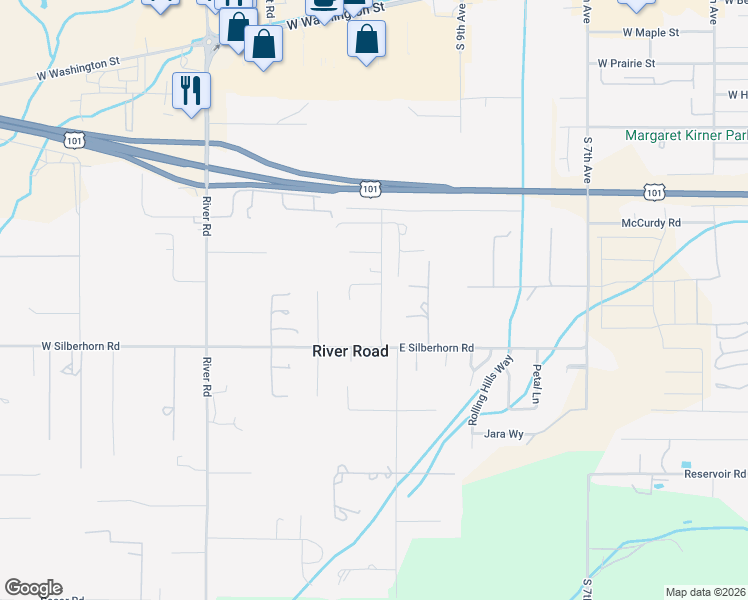 map of restaurants, bars, coffee shops, grocery stores, and more near 91 Valley View Drive in Sequim