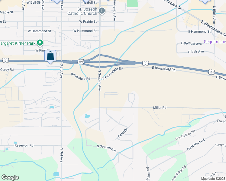 map of restaurants, bars, coffee shops, grocery stores, and more near 111 Alpine Loop in Sequim
