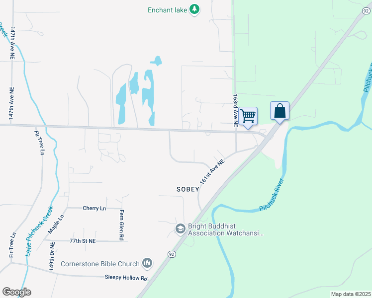 map of restaurants, bars, coffee shops, grocery stores, and more near 15825 82nd Street Northeast in Lake Stevens