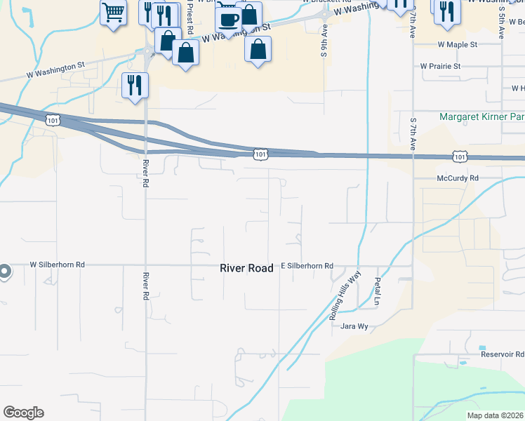 map of restaurants, bars, coffee shops, grocery stores, and more near 91-119 Valley View Drive in Sequim