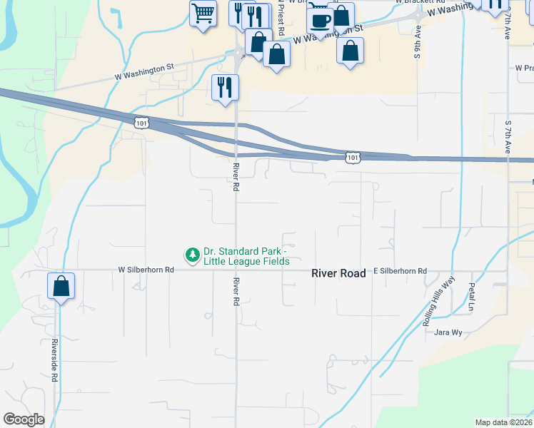 map of restaurants, bars, coffee shops, grocery stores, and more near 70 El Rio Lane in Sequim
