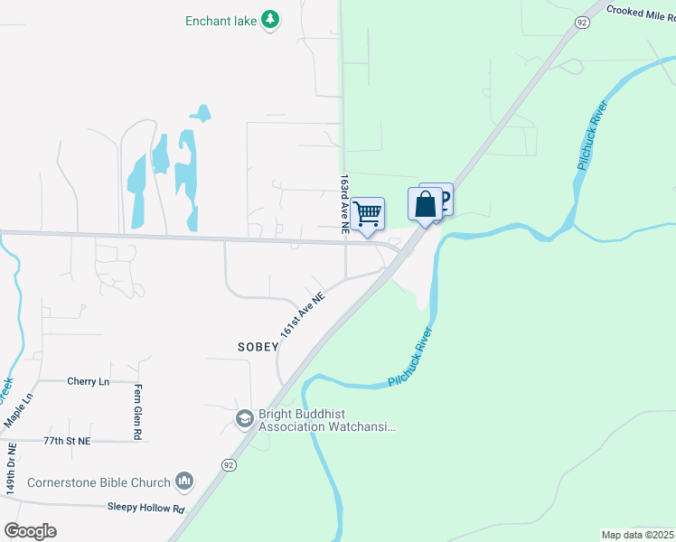 map of restaurants, bars, coffee shops, grocery stores, and more near 8219 162nd Avenue Northeast in Lake Stevens