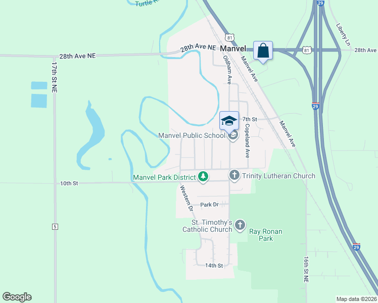 map of restaurants, bars, coffee shops, grocery stores, and more near 807 Western Ave in Manvel