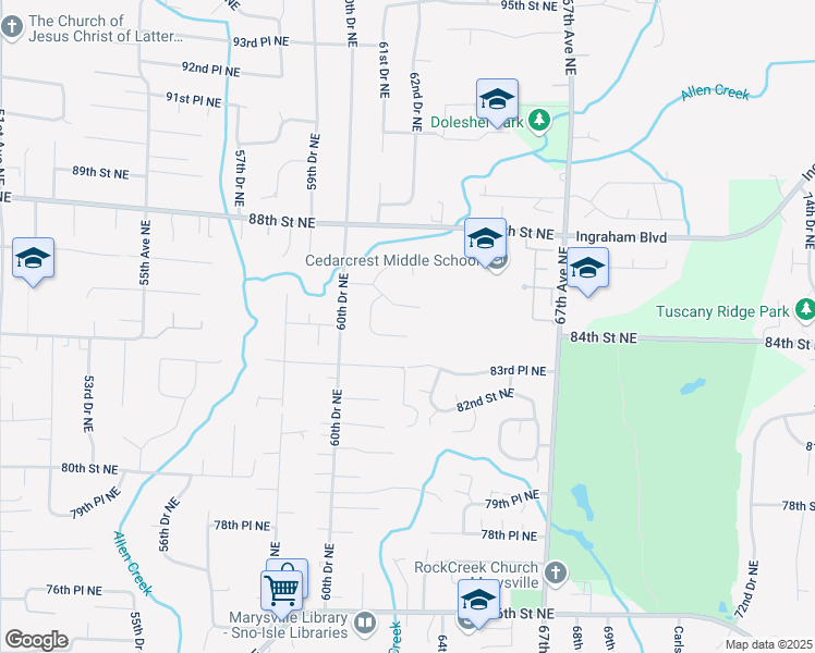 map of restaurants, bars, coffee shops, grocery stores, and more near 6209 84th Place Northeast in Marysville