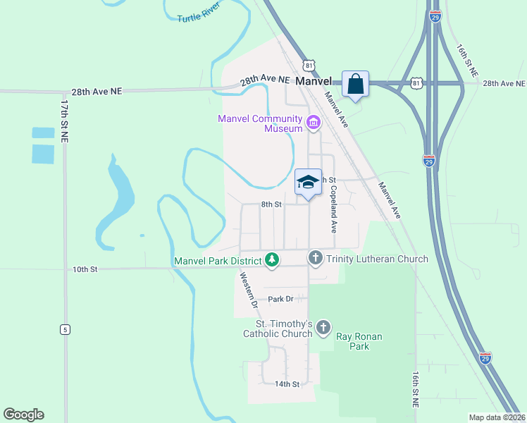 map of restaurants, bars, coffee shops, grocery stores, and more near 804 Truesdale Avenue in Manvel