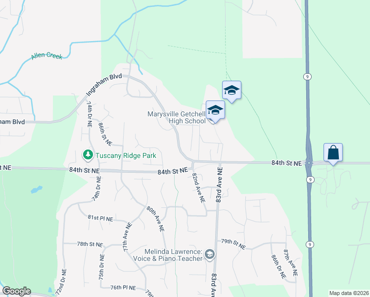 map of restaurants, bars, coffee shops, grocery stores, and more near in Marysville