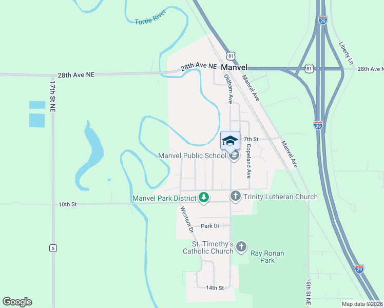 map of restaurants, bars, coffee shops, grocery stores, and more near 704 8th St in Manvel