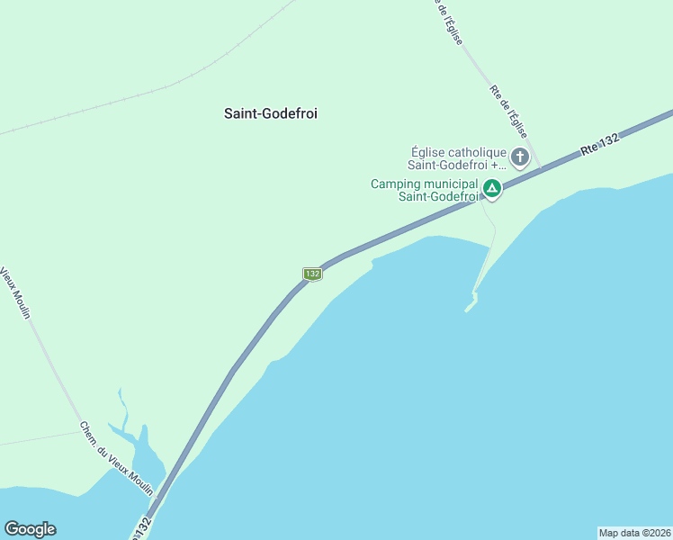 map of restaurants, bars, coffee shops, grocery stores, and more near 141 Québec 132 in Saint-Godefroi