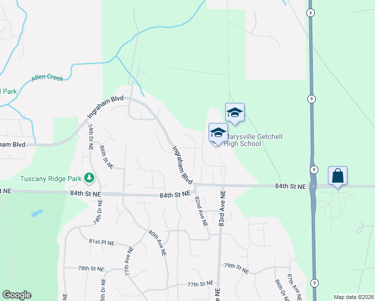 map of restaurants, bars, coffee shops, grocery stores, and more near in Marysville