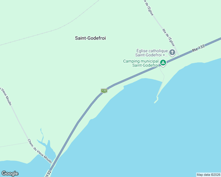 map of restaurants, bars, coffee shops, grocery stores, and more near 141 Québec 132 in Saint-Godefroi