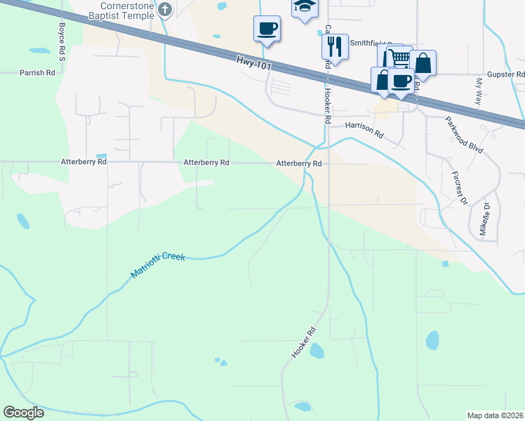 map of restaurants, bars, coffee shops, grocery stores, and more near 161 Mariposa Lane in Sequim