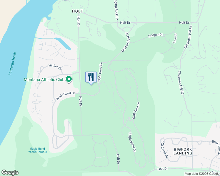map of restaurants, bars, coffee shops, grocery stores, and more near 152 Bjork Drive in Bigfork