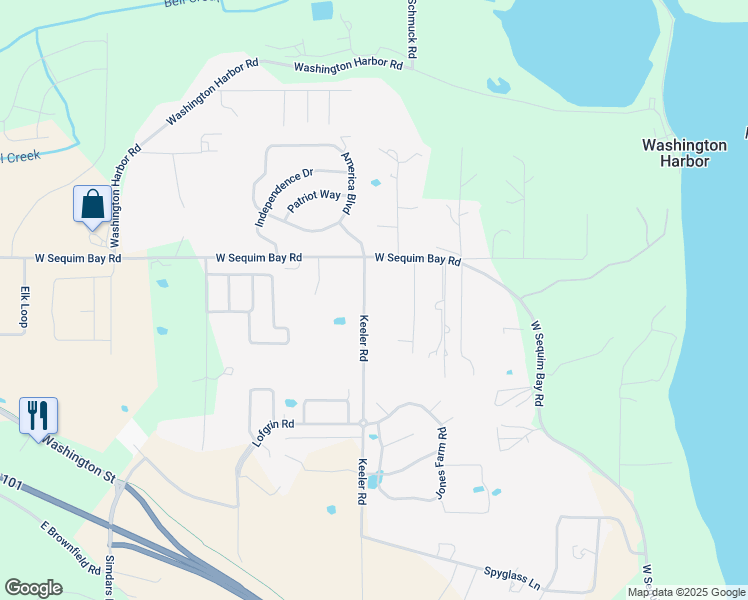 map of restaurants, bars, coffee shops, grocery stores, and more near 720 Keeler Road in Sequim