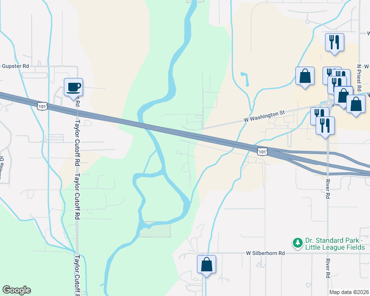 map of restaurants, bars, coffee shops, grocery stores, and more near 70 Head Gate Road in Sequim