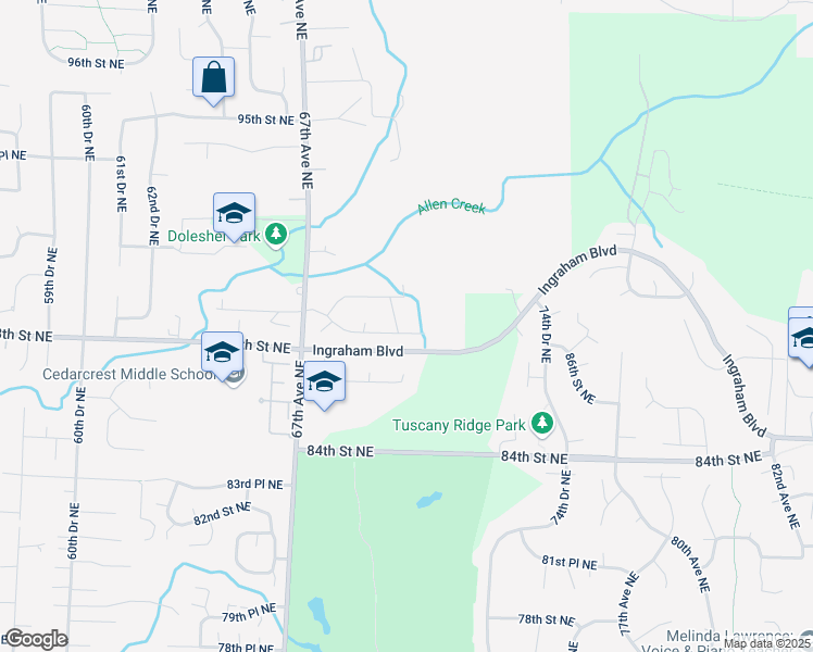 map of restaurants, bars, coffee shops, grocery stores, and more near 8821 69th Drive Northeast in Marysville