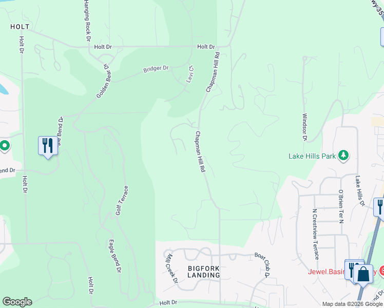 map of restaurants, bars, coffee shops, grocery stores, and more near 268-322 Chapman Hill Rd in Bigfork
