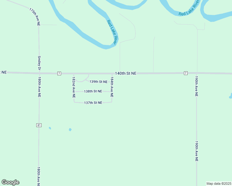 map of restaurants, bars, coffee shops, grocery stores, and more near 13824 184th Avenue Northeast in Thief River Falls