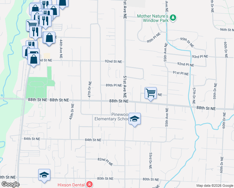 map of restaurants, bars, coffee shops, grocery stores, and more near 5016 89th Place Northeast in Marysville